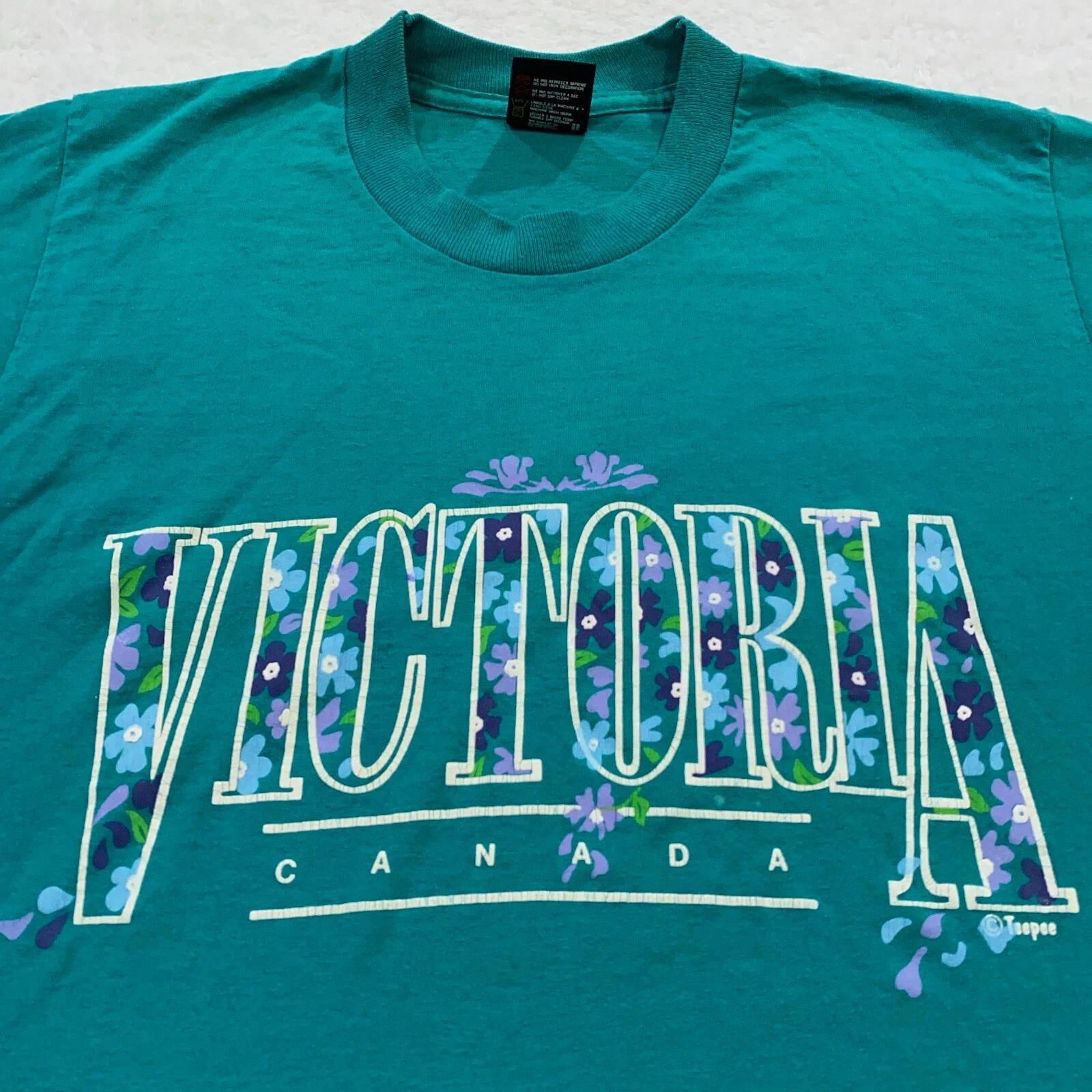 vintage 80s VICTORIA CANADA T-Shirt SMALL flowers soft thin single stitch 90s S