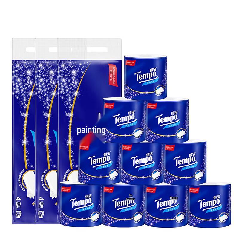 Tempo Unscented 4-Ply Toilet Paper, 30 Rolls