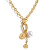 Yhpup Stainless Steel Imitation Pearls Flower Drop Charm Necklace Tarnish Resistant Metal Statement Chain Fashion Jewelry Gift