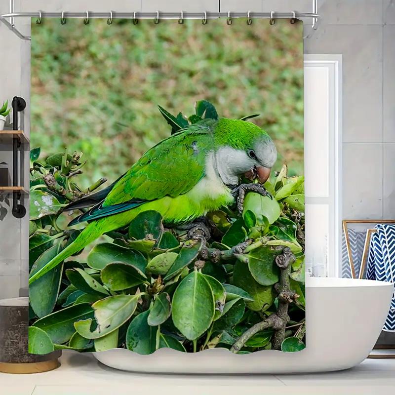

Beautiful Green Parrot Shower Curtain Perfect Decoration For Your Bathroom W60H190(CM)-1 Pcs