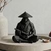 Tea Room Zen Decoration Japanese Samurai Warrior Statue, 3D Printed Ninjas Figurine, Sit in Meditation Entrance Hall Statuette Sculpture for