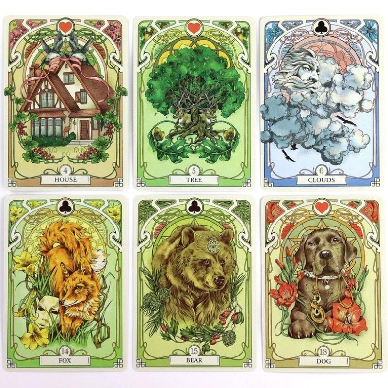 Romantic Lenormand Oracle Cards 37 Pcs Deck 10.2X7.2Cm English Vision Art Nouveau Floral Motifs For Party Board Playing Games Set