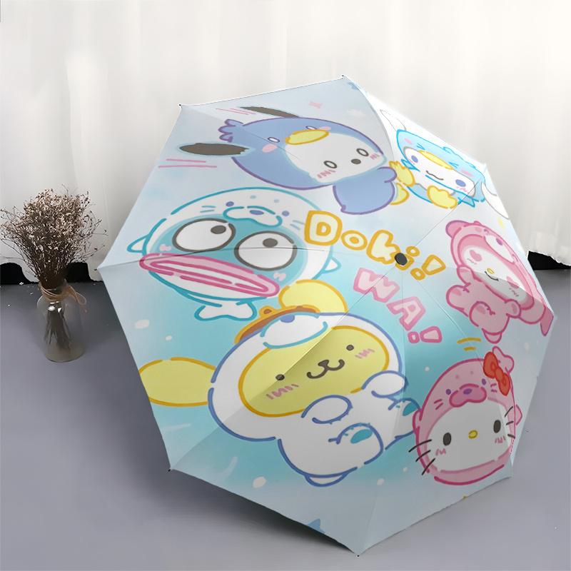 1pc Hello Kitty & Friends Automatic Opening/Closing Umbrella with Foldable Design, Iron Frame, Outdoor Use, Festival Gift for Fans, Travelers, Daily U