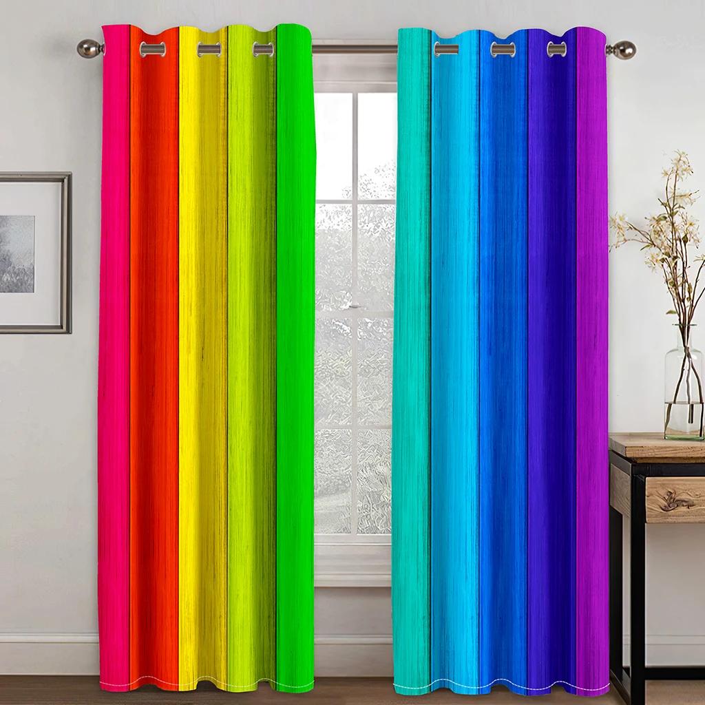 Multicolor Rainbow High Shading Bedroom Curtains Twinkling Stars Living Room Home Decor Thick Blackout Drape New Style Curtain