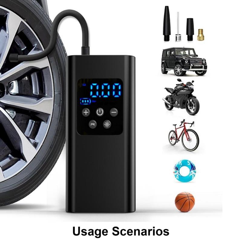 Tire Inflator with Backlight Digital Display Screen and Flashlight Portable Car Air Compressor Universal Air Pumps
