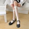 Crystal Silk Socks Women Stockings Summer Ultra-thin Transparent Knee Socks Polka Dot  Black White Long Socks Stockings