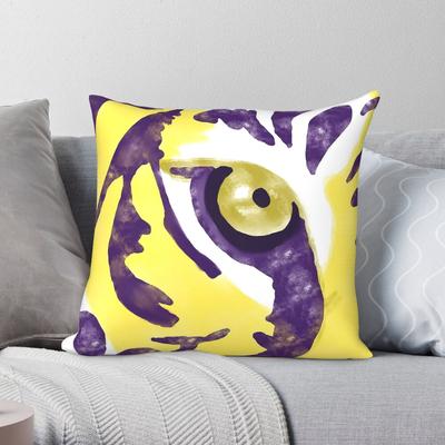 Purple And Gold Tiger Square Pillowcase Polyester Linen Velvet Printed Zip Decorative Pillow Case Sofa Seater Cushion Case X