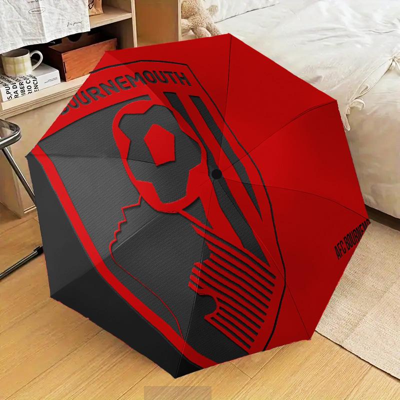 Afc Bournemouth Crest Automatic Folding Umbrella - 8-Rib Travel Umbrella with Auto Open/Close & Portable Gifts for Holidays or Birthdays