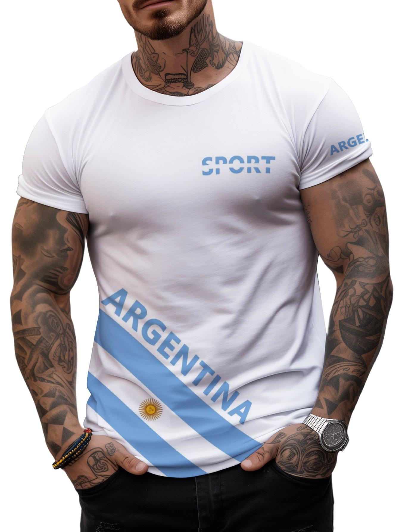 

Футболка мужская футбольная ARGENTINA Football Fan Gear Джерси 2024 Лето с коротким рукавом Оверсайз Одежда Повседневная мода с 3D-принтом