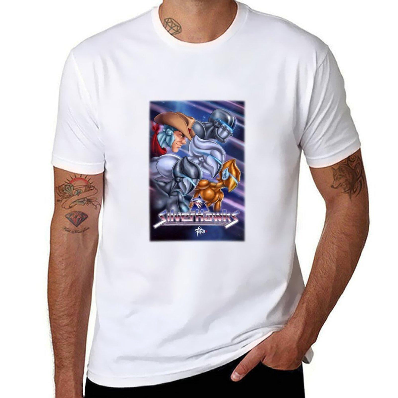 Silverhawks T-Shirt vintage clothes Clothing anime t shirts graphics men workout shirt S