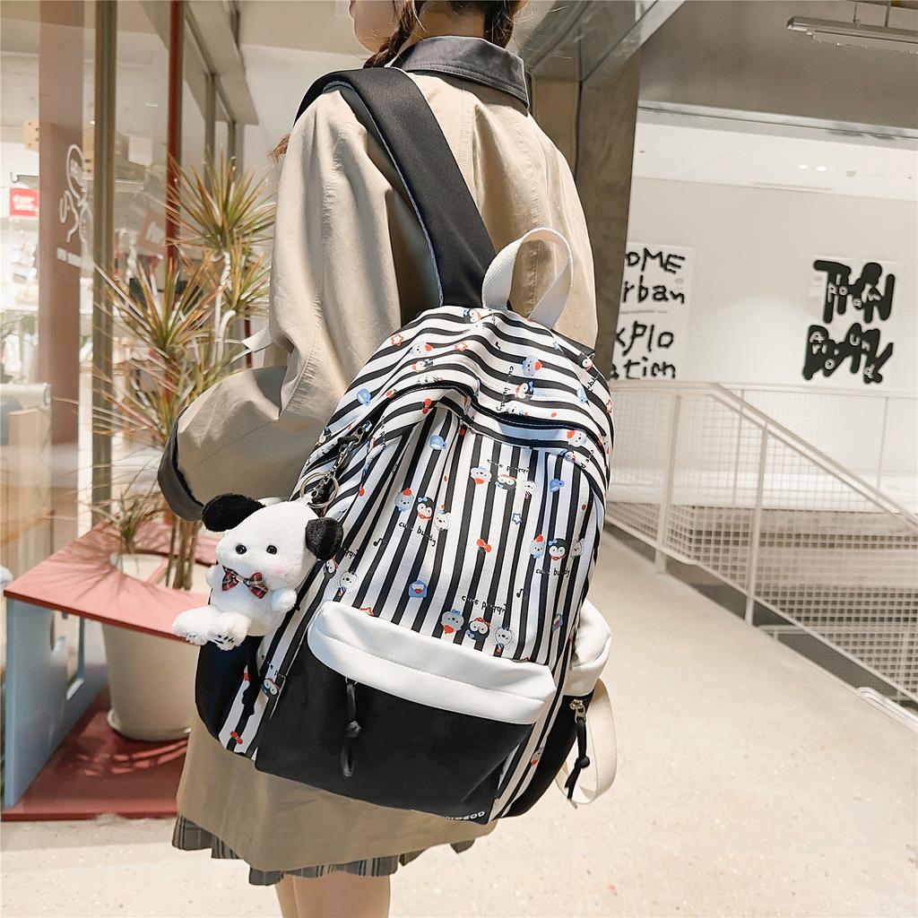 Schoolbag Korean Version of High-value Backpack for Women's Simple and Versatile Large-capacity Mori Sweet Junior High School Students Lightweight 