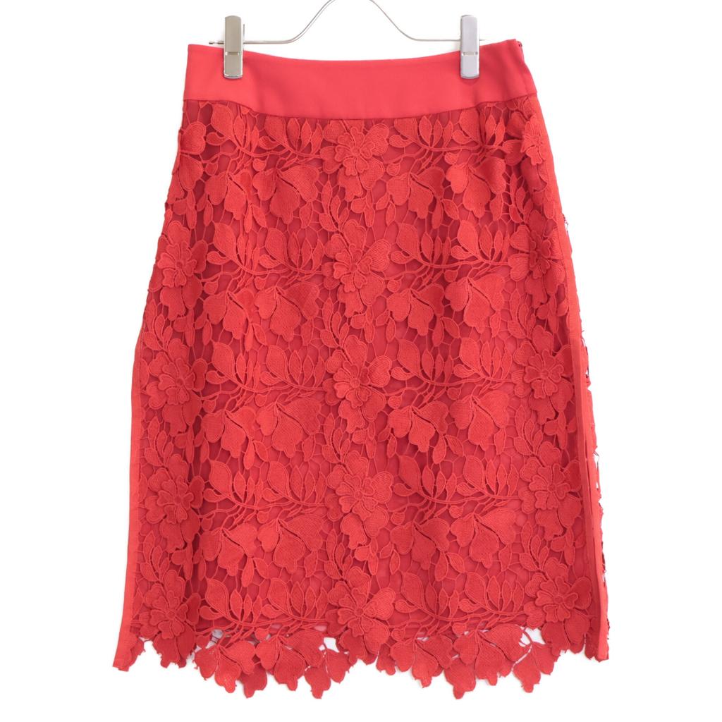 Adore Red 531-9120402 Pleated Flower Lace Skirt Skirt 36 RedUsed