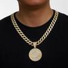New Creative Round Shield Pattern Pendant, European and American Hip Hop Trendy Men's Pendant Necklace