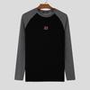INCERUN Men Round Neck Long Sleeve Stitching Print Tops Fitted Undershirts
