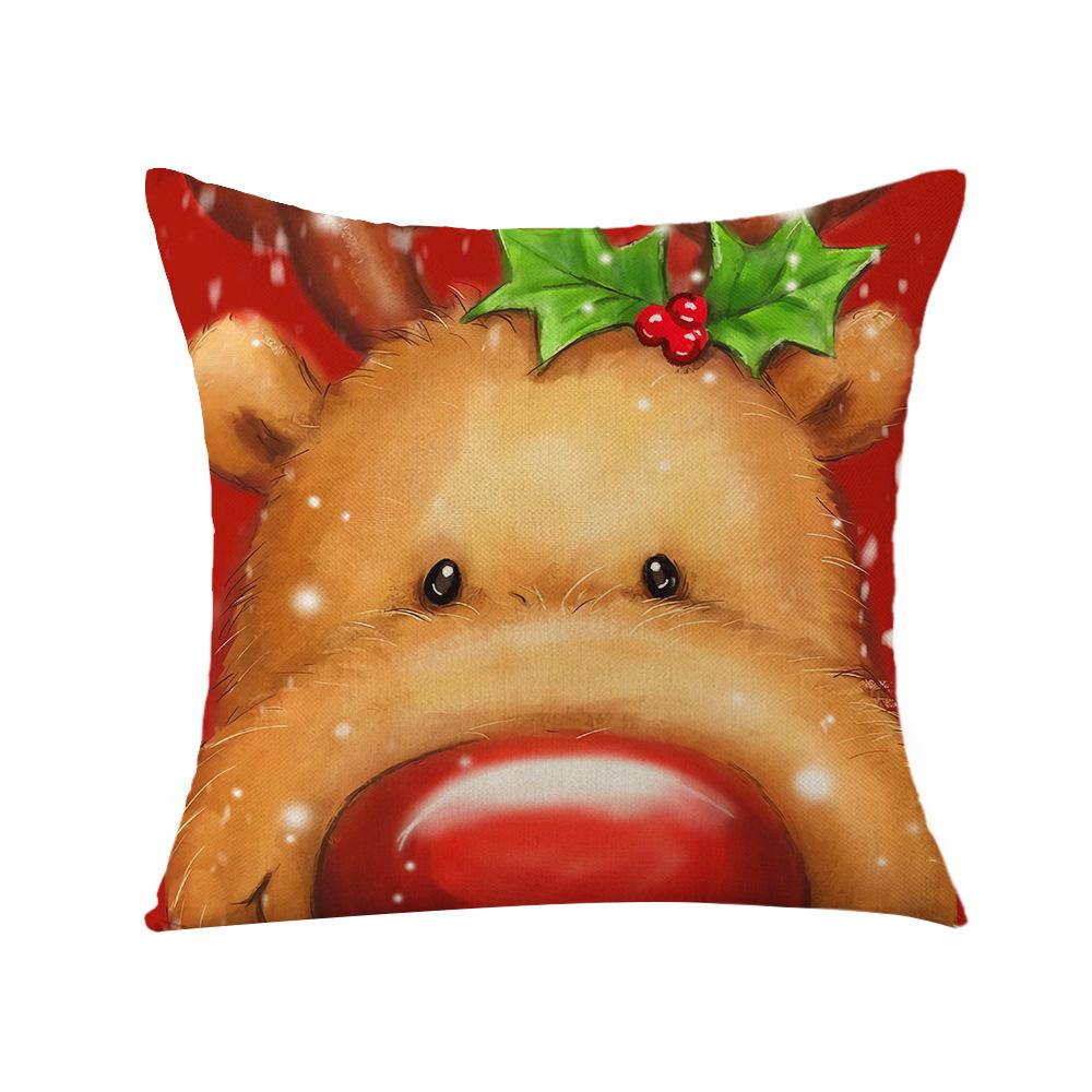 New Christmas Pillow Cover Polyester Printed Home Sofa Pillow Cover Study Bedroom Bedside Cushion