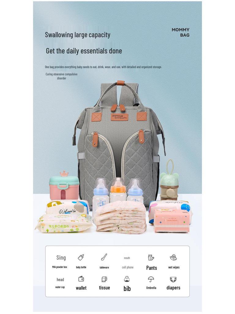 2025 Neue Leichte, Wasserabweisende Multifunktionale Mumienhandtasche Rucksack - Baby Ausflugstasche mit großem Fassungsvermögen