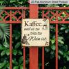 2D Flat - 1pc Funny Coffee Lover Aluminum Sign, German "Kaffee Weil Es Zu Früh Für Wein Ist" Quote Retro Metal Plaque, Vintage Coffee Bar Wall Decor
