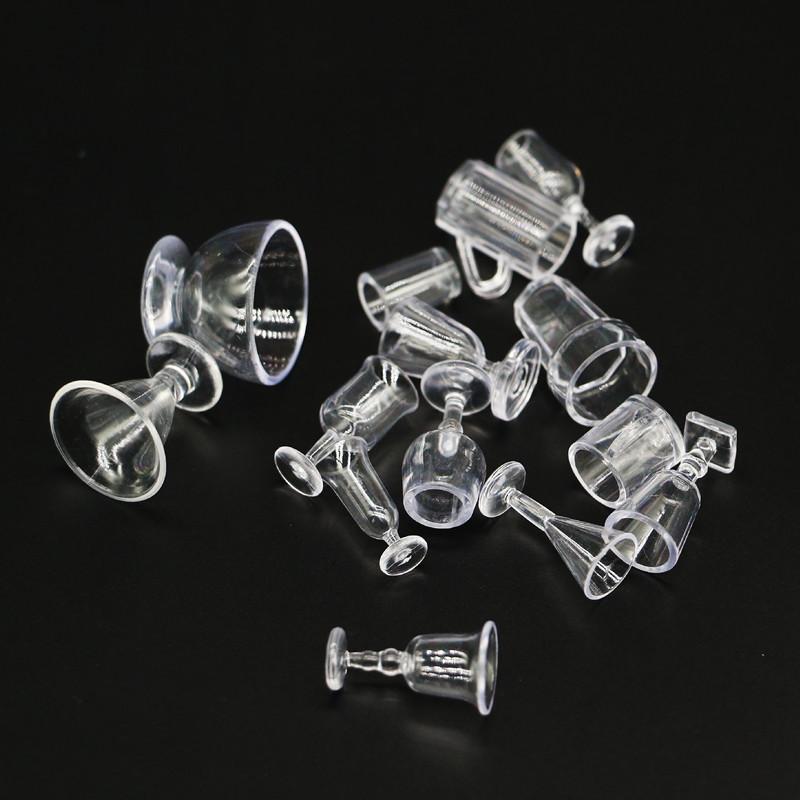 14Pcsset 112 Dollhouse Miniatures Simulation Tableware Mini Cup Ice Cream Bowl Plastic Model Transparent Goblet Accessories