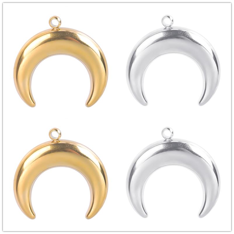 4pcs Mix Crescent Moon Pendants For Jewelry Making Supplies Witchcraft Charm Stainless Steel Charms Bulk DIY Keychains Earrings