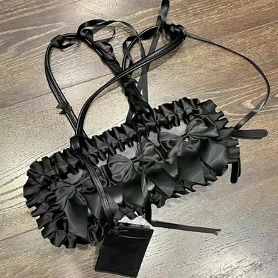 Black Bag Women's Summer New Shoulder Messenger Bag Female Student Armpit Bag Bow Handbag Cool