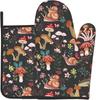 Mushrooms Snails Butterflies Oven Mitts and Potholders Professional Heat Resistant Cotton Oven Mitts Kitchen Gloves 2 Piece Set