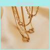 Elegant Fashion Spring Clasp Pendant Necklace In Lustrous 18k Gold Plated Stainless Steel