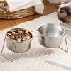 Anti-Tipping Stainless Steel Cat Bowl Fall-Resistant Sturdy Neck Protector Bowl Rust Proof with Stand High Foot Dog Feeder