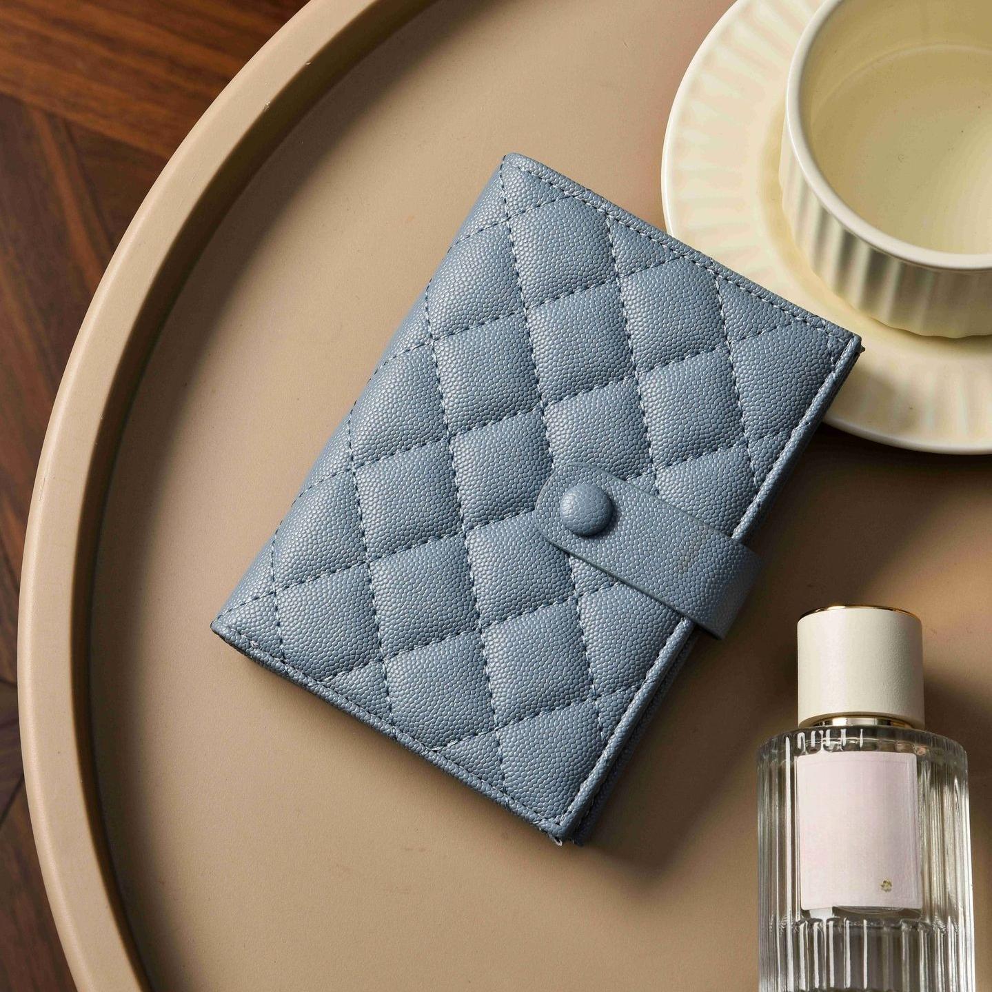 

Multifunctional PU Leather Passport Wallet for Women Men Travel Card Holder with Multiple Slots синий