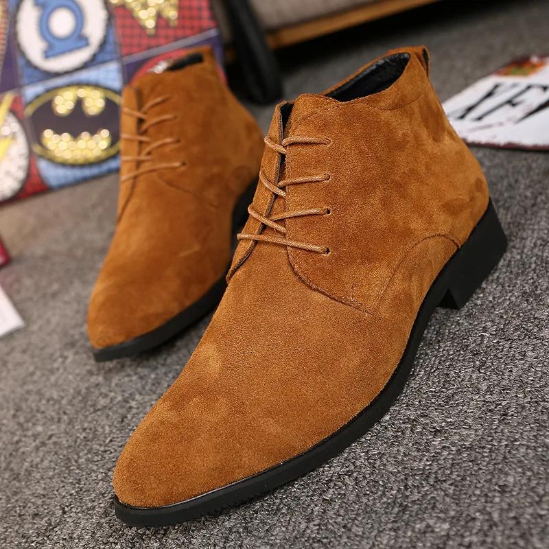 Men Boots Genuine Leather Ankle Boots Breathable Men Leather Boots High Top Shoes Outdoor Casual Men Winter Warm Shoes tyh7