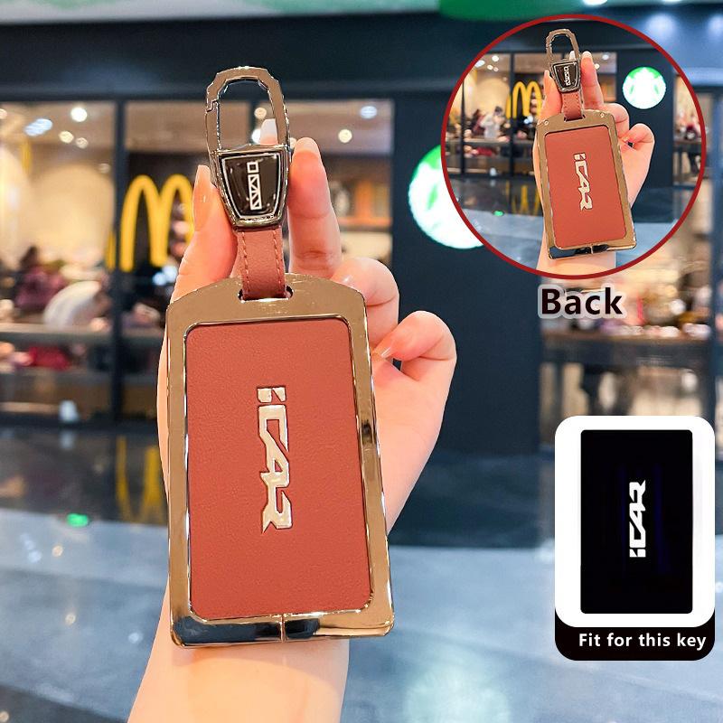 Car Key Case For Chery Icar V27 Reev Accessories  Car-Styling Keychain Remote Cover Shell Housing Ring Holder Fob