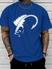 Clean Minimal Marlin Fish Hook Silhouette Graphic Unisexs Cotton Crew Neck Tee Short Sleeve Loose Casual Daily Street Male Wear Top
