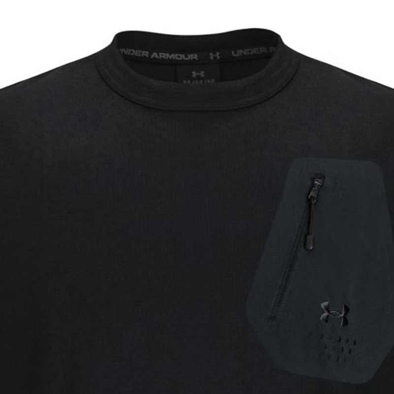 Under Armour Urban Outdoor Pocket Solid Color Crew Neck Short Sleeve T-Shirt Unisex Tops Black 1387986-001