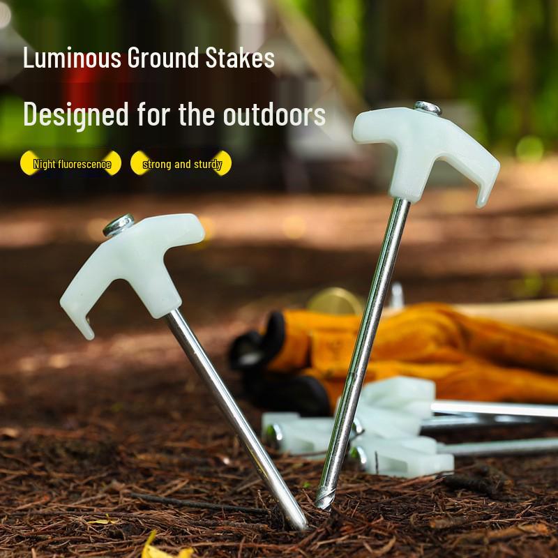 25cm Steel Windproof Luminous Ground Stakes for Tents and Camping