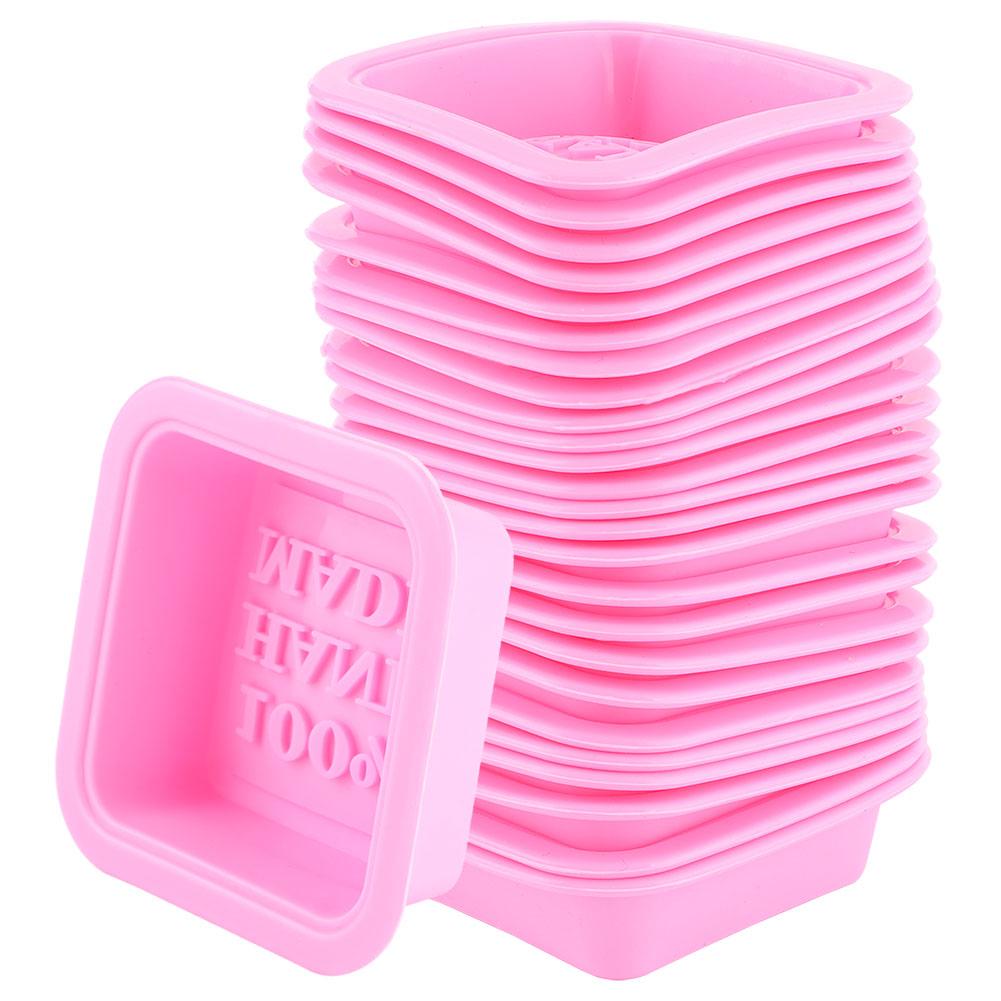 25PCS DIY Handmade Silicone Soap Mold Multifunction Candle Molds Cake Making Baking Mould(Pink )