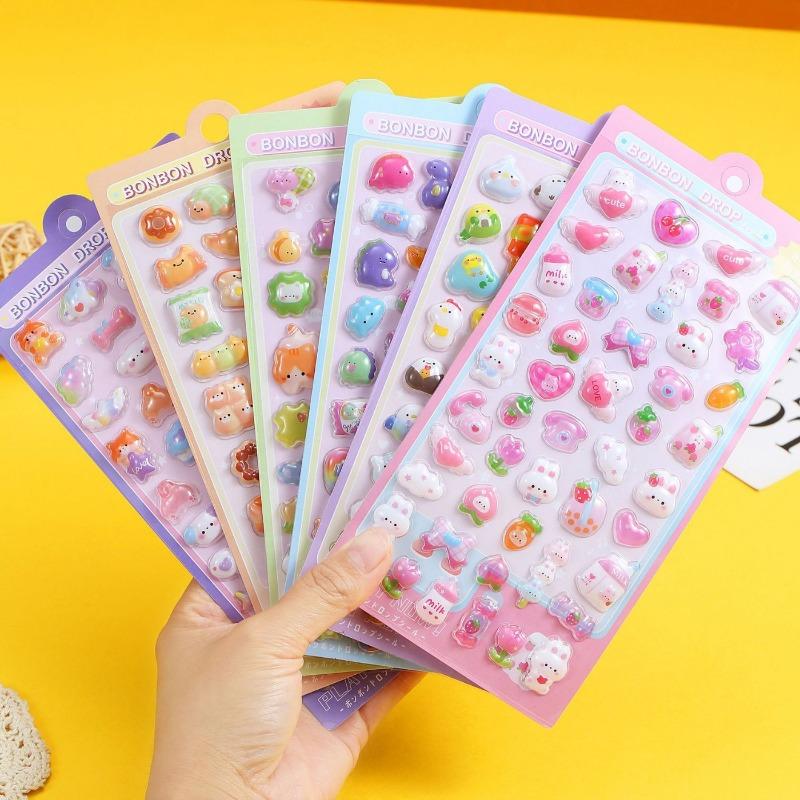 3D Cartoon Stickers Toy Relief Hollow Cute Decorative Diy Stickers For Phone Laptop Diary Notebook Kindergarten Awardfor Student
