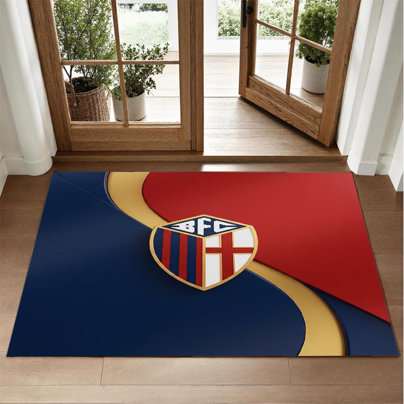 Bologna FC Design Crystal Velvet Rug Soft Decorative Mat for Bedroom Entrance