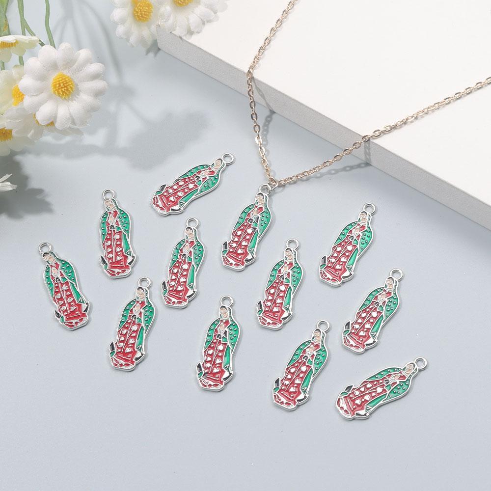 4/8/12pcs Alloy Material Enamel Madonna Pendant Creative Personalized Decorative Accessories Pendant DIY Jewelry Making