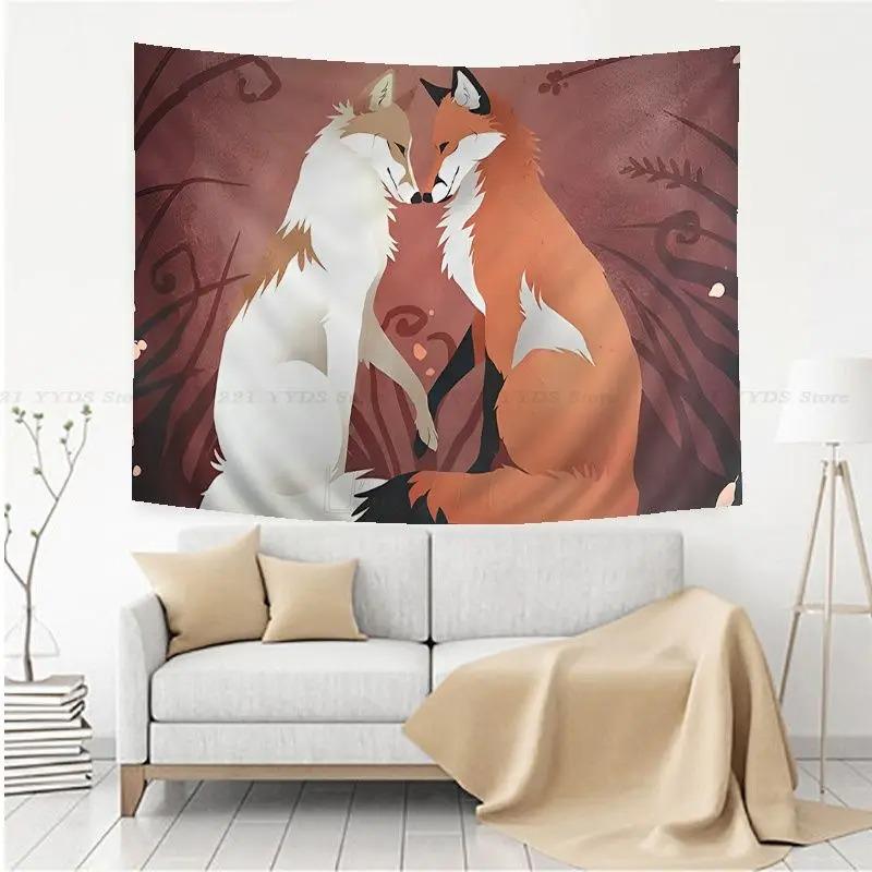

Гобелен для гостиной в офисе Гобелен с изображением мультяшной лисы Настенный гобелен для украшения дома 230x180cm