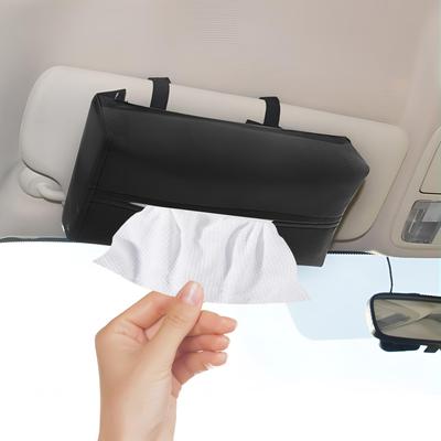 Funda para Pañuelos de Coche, Pañuelos de Coche, Conveniente, Estuche de Almacenamiento, Funda para Pañuelos de Coche, Colgante, Banda, Gran Capacidad, Elegante, Negro