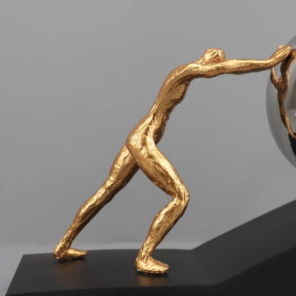 Pushing The Ball Character Resins Sculpture Desk Decoration Ornaments Mythical Figures Sisyphus Pushed The Rolling Stone Statue