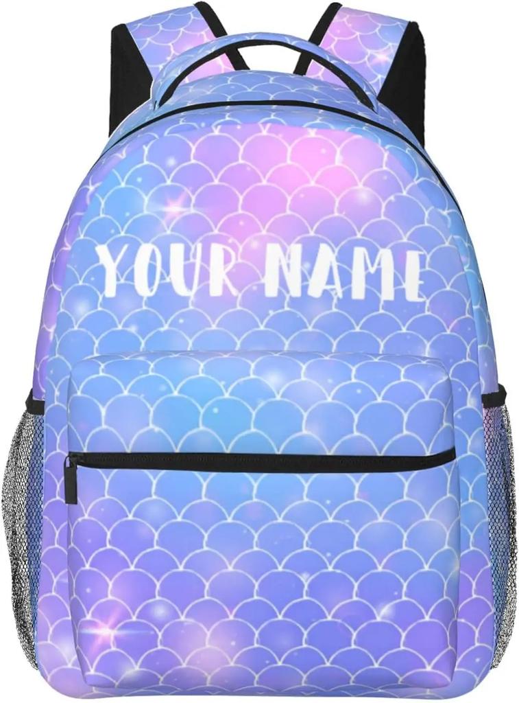 Personalized Backpack for Custom Backpacks with Name for , Customized Fish Scales School Bookbag for Back To Sch