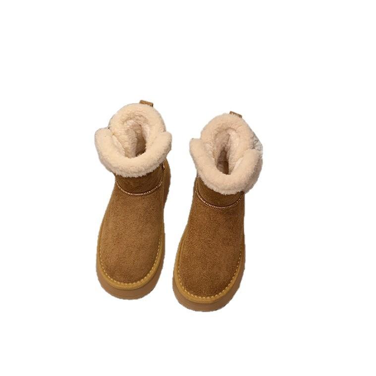 Thick-soled tube warm snow boots children's winter new plush thickened fluffy shoes large cotton shoes