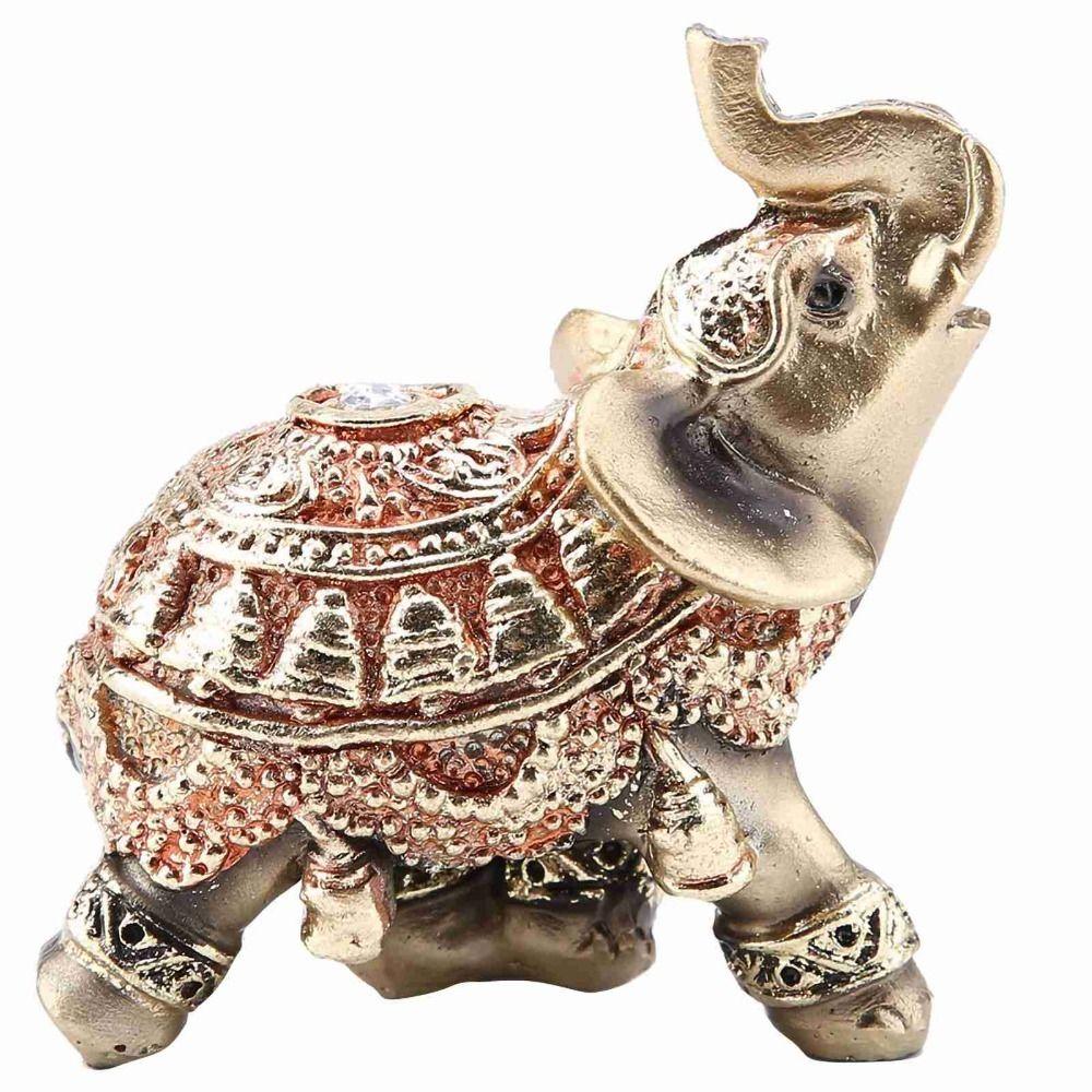 Gold Golden Elephant Figurine Resin Wealth Elephant Sculpture Office Decor