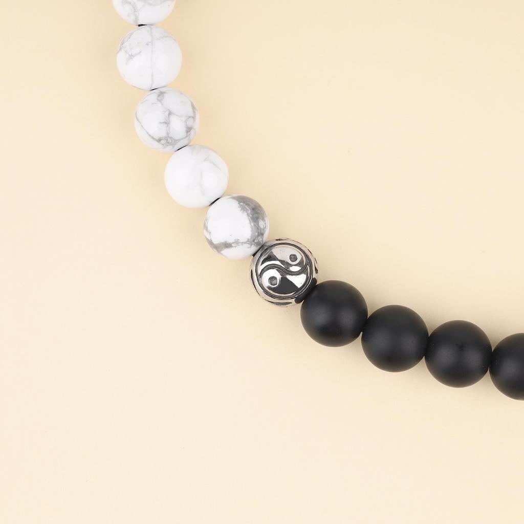 GAVU Howlite Matte Onyx Yin Yang Power Stone Bracelet for Men