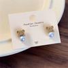 Autumn Winter Earrings Coffee Colored Flocking Bear Earrings Sweet Cartoon Style Ear Studs Suitable for Trendy Women