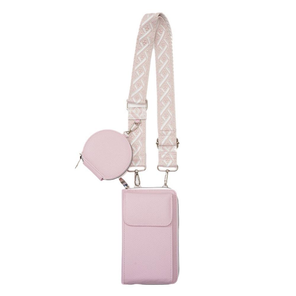 

Portable PU Leather Mobile Phone Bag Lightweight Mini Size Mini Phone Bag Crossbody Bag Shopping розовый