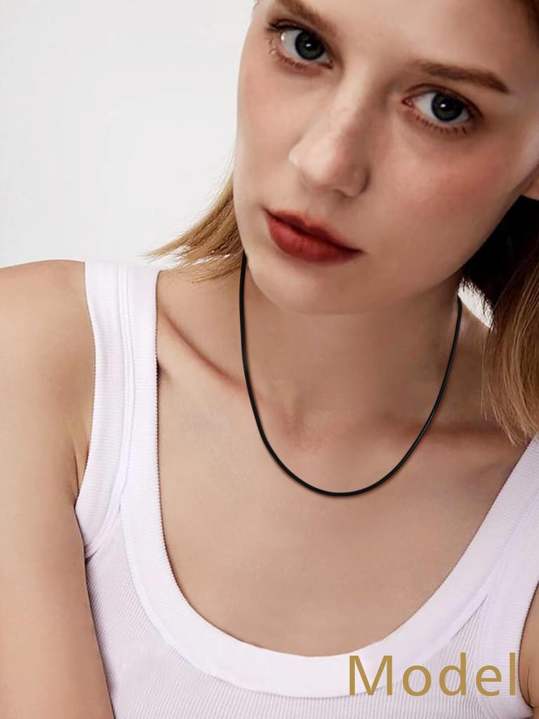 String Chain Black Waxed Stainless for Width 65cm [FindChic] Men's Necklace, Only, Cord, Steel, Pendants, Hypoallergenic, Accessory, 2mm,