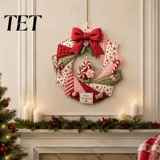 Einzigartiges Weihnachtsgeschenk für Lehrer, Weihnachts-Stoffkranz DIY-Set, Patchwork Anfängerfreundliches Handwerk, Rustikale Ornamente Basteln Dekoration