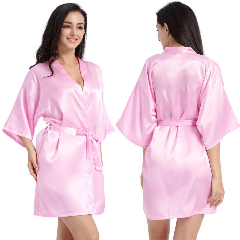 Women's Satin Twist Short Bathrobe - Glossy, Solid Color, Summer Thin, Sexy Cardigan