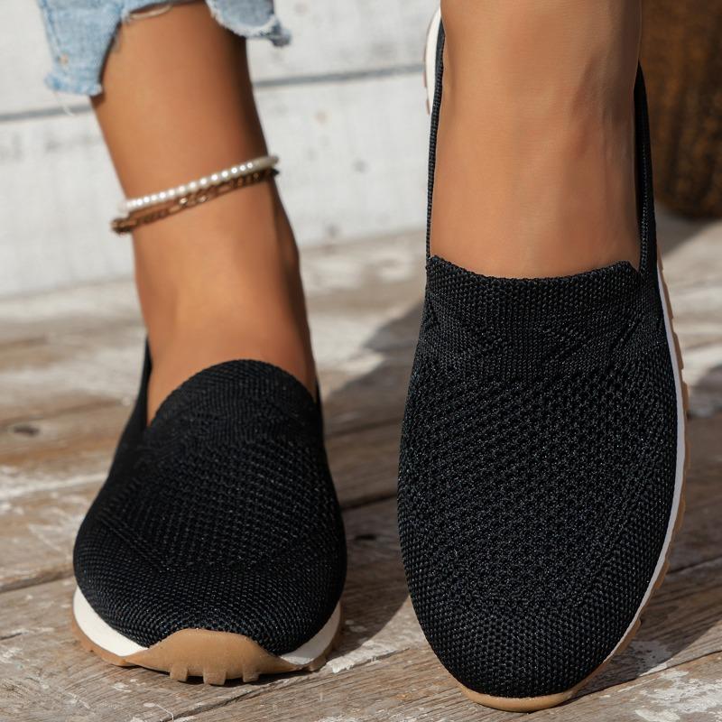Breathable Knit Loafers for Women Plus Size 43 Lightweight Soft Sole Flats Shoes Woman  Autumn Anti-Slip Casual Shoes Ladies